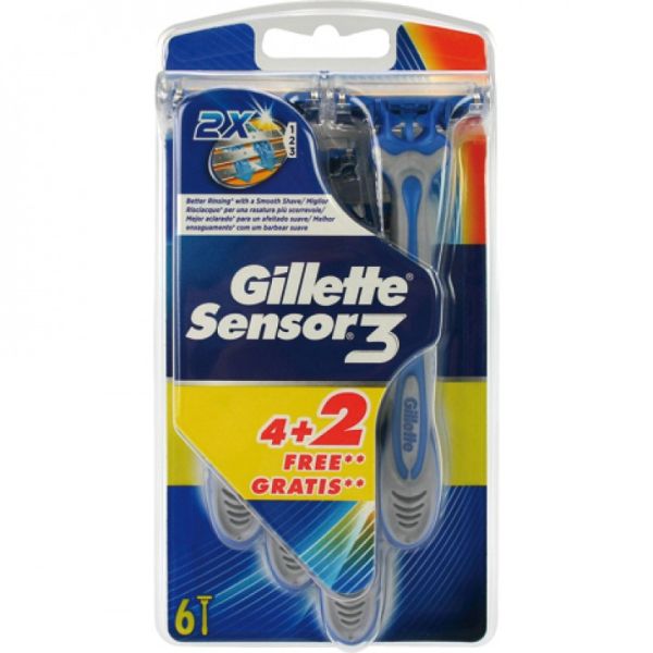 Gillette Sensor3 - Máquinas de Barbear Descartáveis 6 unid.
