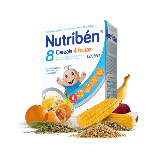 Nutribén 8 Cereais 4 Frutas Láctea 6 meses 600g