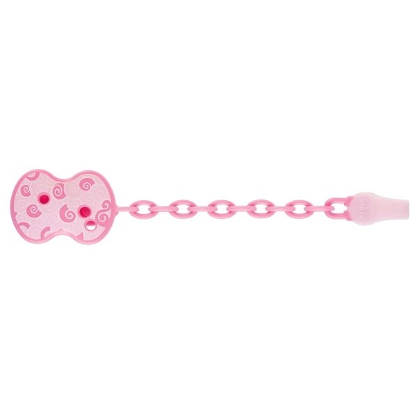 Chicco Chupeta Clip Soother Chain - Rosa