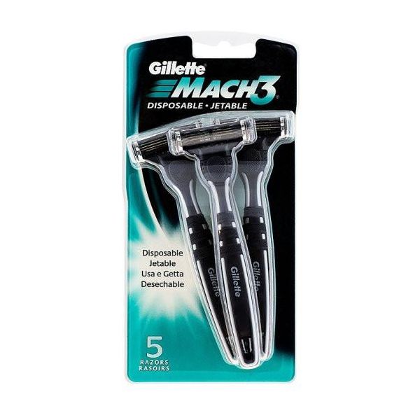 Gillette Mach3 - Máquinas de Barbear Descartáveis - 5 unidades