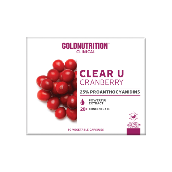Gold Nutrition Clear U Cranberry 30 Cápsulas